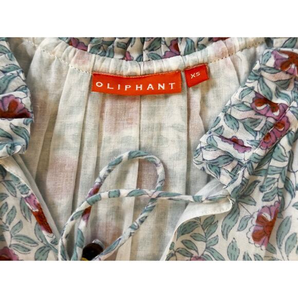 Oliphant Tuckernuck Floral Print Balloon Sleeve Mini Dress Size XS - Picture 2 of 4